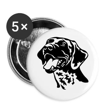 German shorthaired pointer head - Buttons large 2.2''/56 mm (5-pack) - white - Front