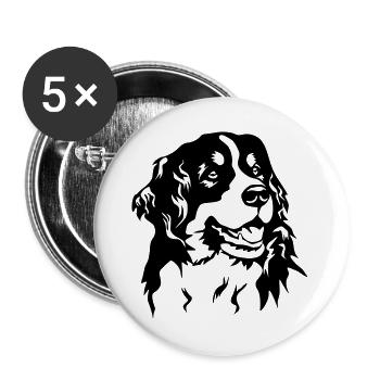 Tête de bouvier bernois - Lot de 5 grands badges (56 mm) - blanc - Devant