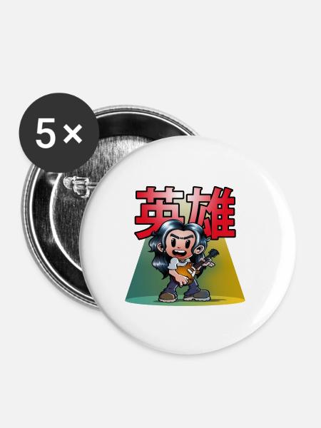 Gitarren Held - Buttons groß 56 mm (5er Pack) - Weiß