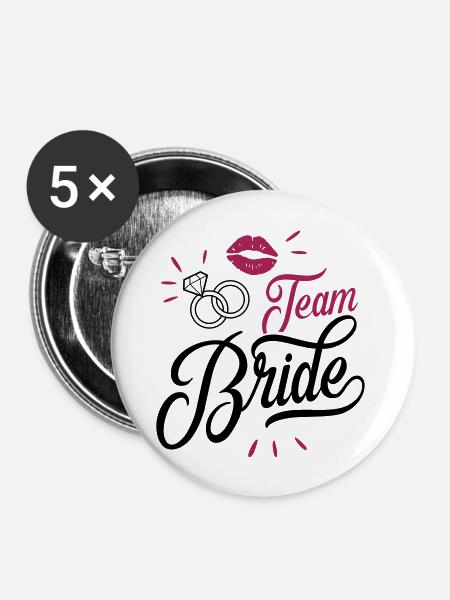 bride team - Buttons groß 56 mm (5er Pack) - Weiß