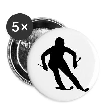ski fahrer silhouette - Buttons groß 56 mm (5er Pack) - Weiß - Vorne