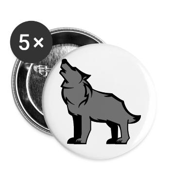 wolf_02 - Buttons groß 56 mm (5er Pack) - Weiß - Vorne