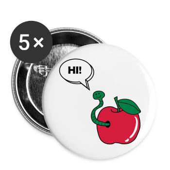 wurm_hi_02 - Buttons groß 56 mm (5er Pack) - Weiß - Vorne