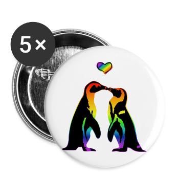 LGBT schwule verliebt Pinguine - Buttons groß 56 mm (5er Pack) - Weiß - Vorne
