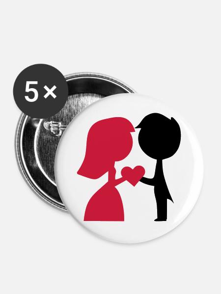 Heiraten - Buttons groß 56 mm (5er Pack) - Weiß