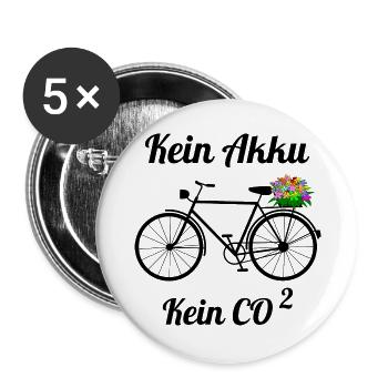 Fahrrad ohne Akku - Buttons groß 56 mm (5er Pack) - Weiß - Vorne