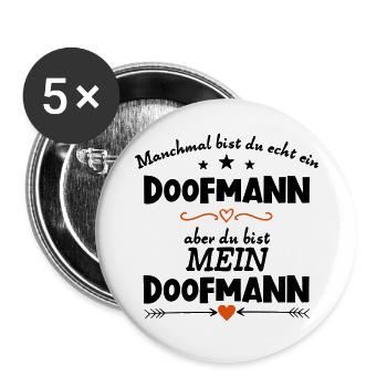 Valentinstag Doofmann Liebe Ehe Romantisch - Buttons groß 56 mm (5er Pack) - Weiß - Vorne