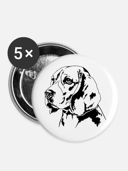 BEAGLE Hundeportrait Hund Hunde Wilsigns Jagdhund - Buttons groß 56 mm (5er Pack) - Weiß