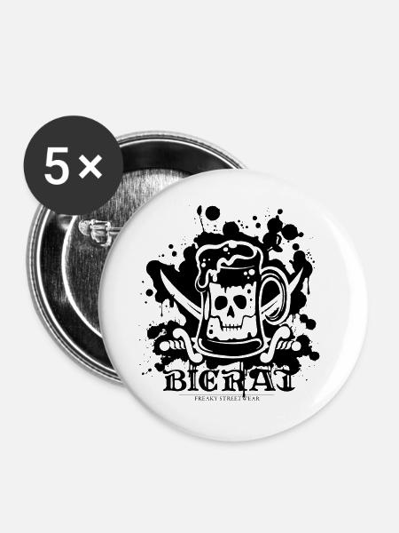 Bierat Splash black - Buttons groß 56 mm (5er Pack) - Weiß