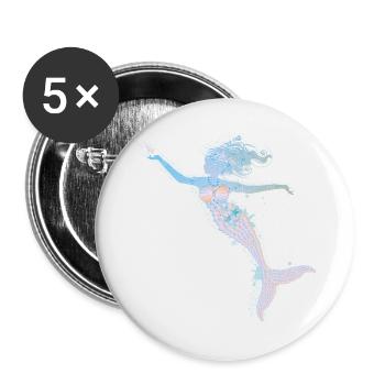 sirène ludique dans des couleurs pastel fraîches - Lot de 5 grands badges (56 mm) - blanc - Devant
