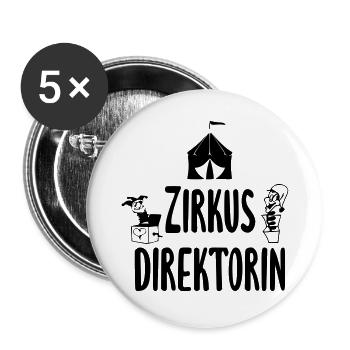 Zirkus Direktorin - Buttons groß 56 mm (5er Pack) - Weiß - Vorne