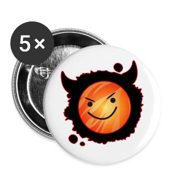 niedlicher Teufel in Flammen und glühendem Gesicht - Buttons groß 56 mm (5er Pack) - Weiß - Vorne