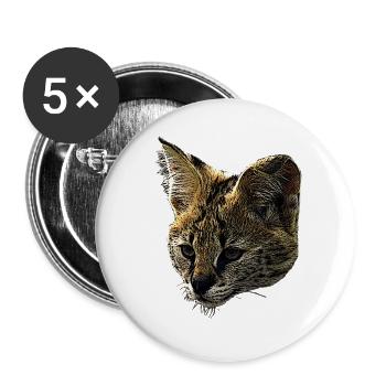 Serval Leinwand, raubkatzen, wildtier designs - Buttons groß 56 mm (5er Pack) - Weiß - Vorne