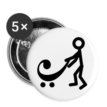 Joueur de basse avec un nouveau bébé - Lot de 5 grands badges (56 mm) - blanc - Devant