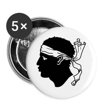Head of Corsican Moor - Buttons large 2.2''/56 mm (5-pack) - white - Front
