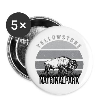 Yellowstone National Park - Buttons large 2.2''/56 mm (5-pack) - white - Front