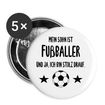 Mein Sohn ist Fußballer und ja ich bin Stolz drauf - Buttons groß 56 mm (5er Pack) - Weiß - Vorne