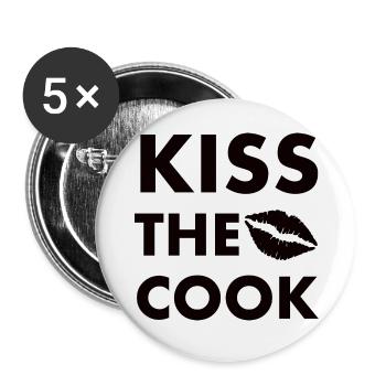 Kiss the cook schwarz - Buttons groß 56 mm (5er Pack) - Weiß - Vorne