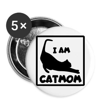 Je suis une femme chat et une mère # - Lot de 5 grands badges (56 mm) - blanc - Devant