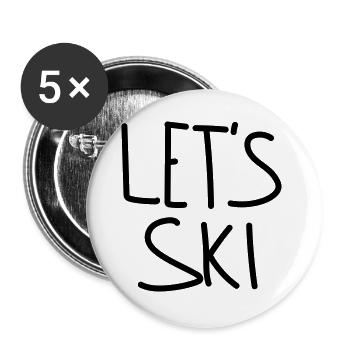 Allons skier - Lot de 5 grands badges (56 mm) - blanc - Devant