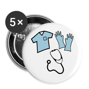 Krankenschwester - Buttons groß 56 mm (5er Pack) - Weiß - Vorne