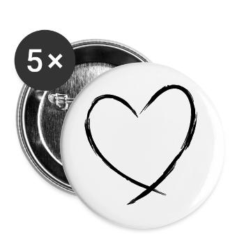 heart love symbol gift birthday friendship - Buttons large 2.2''/56 mm (5-pack) - white - Front