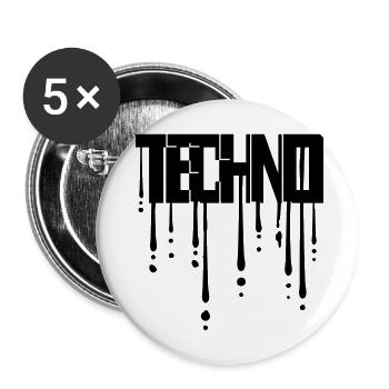 Tropfen Graffiti Techno - Buttons groß 56 mm (5er Pack) - Weiß - Vorne