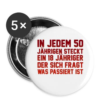 50. Geburtstag Spruch - Buttons groß 56 mm (5er Pack) - Weiß - Vorne