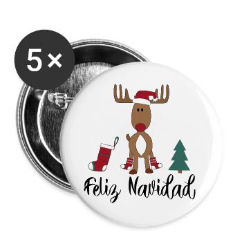 Espagnol de Noël - Lot de 5 grands badges (56 mm) - blanc - Devant