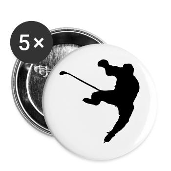 Eishockey Schattenbild Logo - Buttons groß 56 mm (5er Pack) - Weiß - Vorne