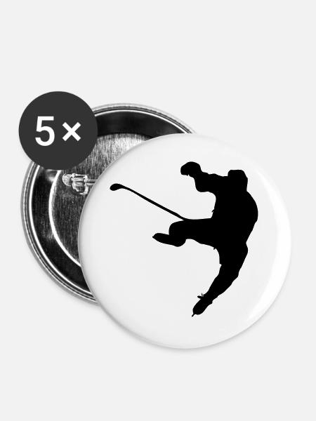 ice hockey shadow image logo - Buttons large 2.2''/56 mm (5-pack) - white