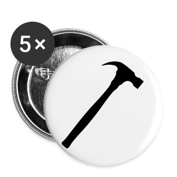 Marteau de charpentier, Marteau de charpentier - Lot de 5 grands badges (56 mm) - blanc - Devant