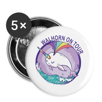 Unicorn whale in water with rainbow - Buttons large 2.2''/56 mm (5-pack) - white - Front