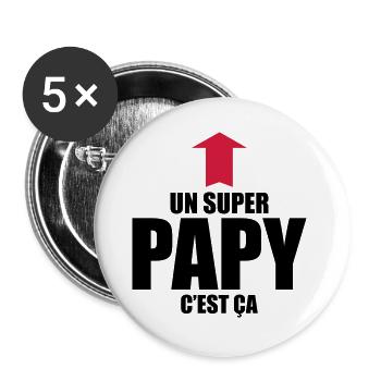 un super papy c'est ça - Lot de 5 grands badges (56 mm) - blanc - Devant