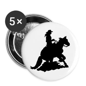 Cavalier western Stop glissant, Whoa Quarterhorse - Lot de 5 grands badges (56 mm) - blanc - Devant