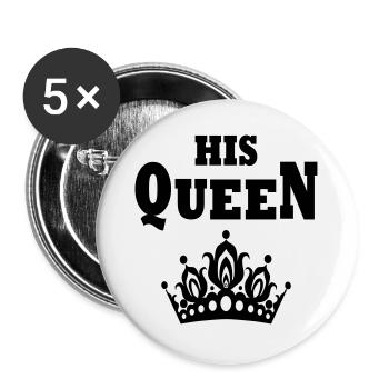 HIS QUEEN - Buttons groß 56 mm (5er Pack) - Weiß - Vorne