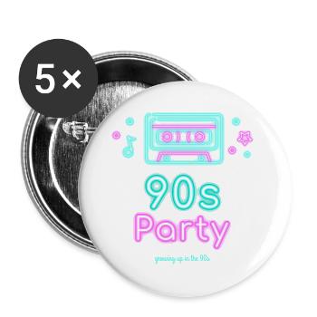 Néon de fête des années 90 - Lot de 5 grands badges (56 mm) - blanc - Devant