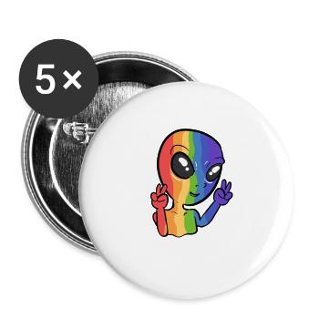 Homosexualien LGBTQ Mitglied Geschenk - Buttons groß 56 mm (5er Pack) - Weiß - Vorne