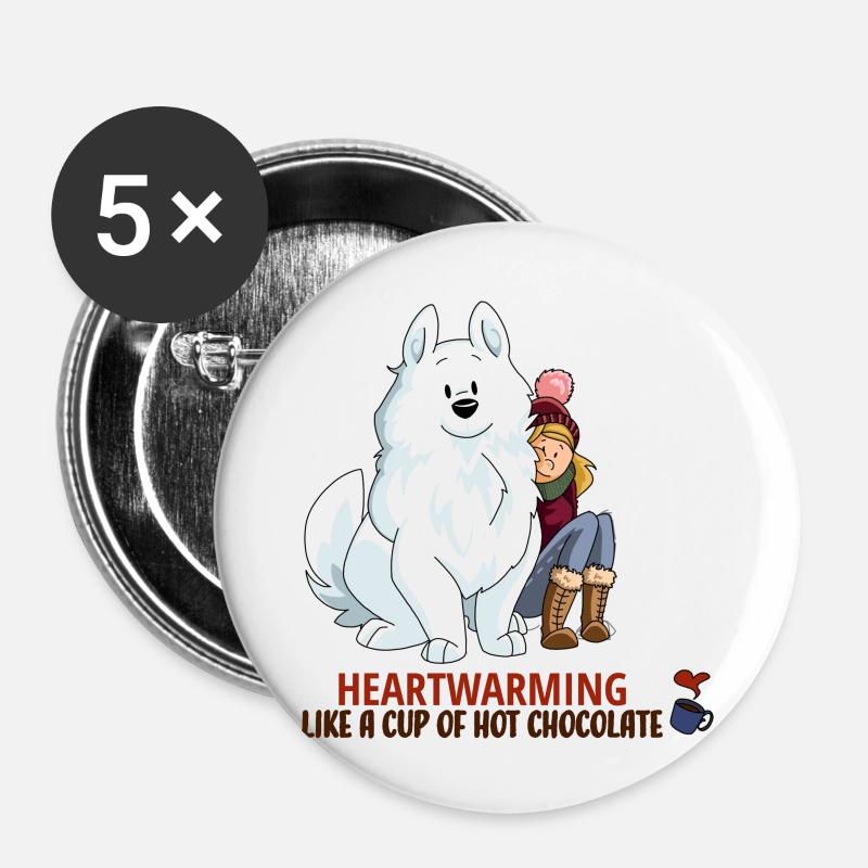 Samoyed Winter Christmas Gift Dog Love - Buttons large 2.2''/56 mm (5-pack) - white