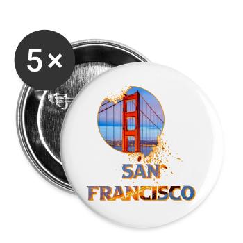 San Francisco America USA Golden Gate Bridge - Buttons large 2.2''/56 mm (5-pack) - white - Front