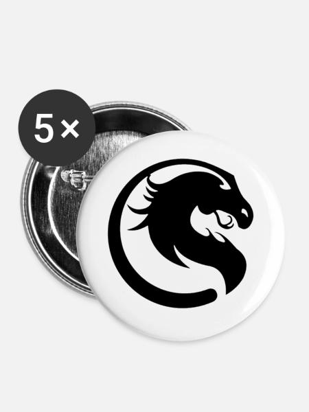 Drachenpferd - Buttons groß 56 mm (5er Pack) - Weiß