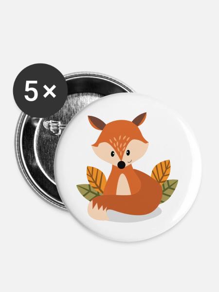Fuchs - Buttons groß 56 mm (5er Pack) - Weiß