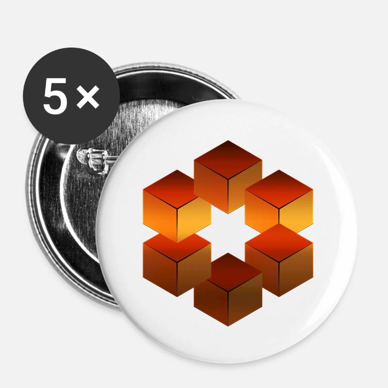 Optische Illusion - Buttons groß 56 mm (5er Pack) - Weiß