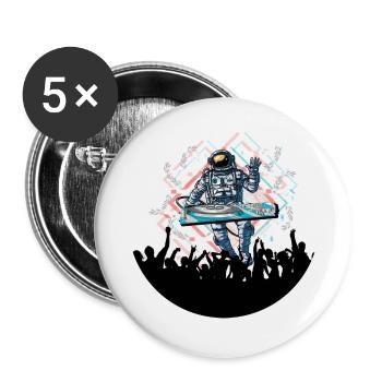Dj - Lot de 5 grands badges (56 mm) - blanc - Devant