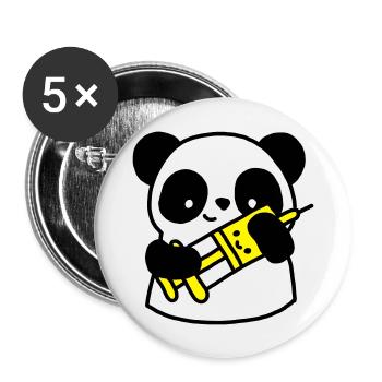 Panda Krankenschwester mit Spritze - Buttons groß 56 mm (5er Pack) - Weiß - Vorne