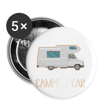 Je peux pas je me barre en camping-car - Lot de 5 grands badges (56 mm) - blanc - Devant