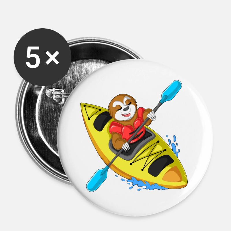 sloth kayak - Buttons large 2.2''/56 mm (5-pack) - white