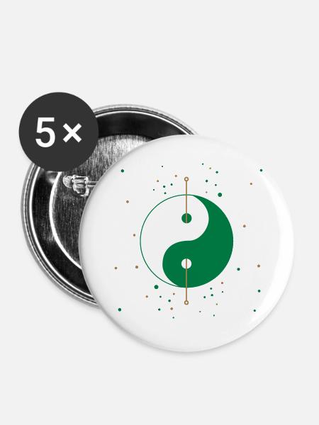 Yin Yang Akupunktur - Buttons groß 56 mm (5er Pack) - Weiß