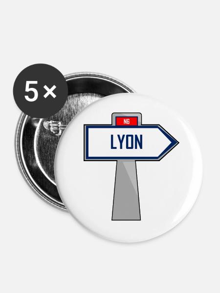 Lyon Direction - Buttons groß 56 mm (5er Pack) - Weiß