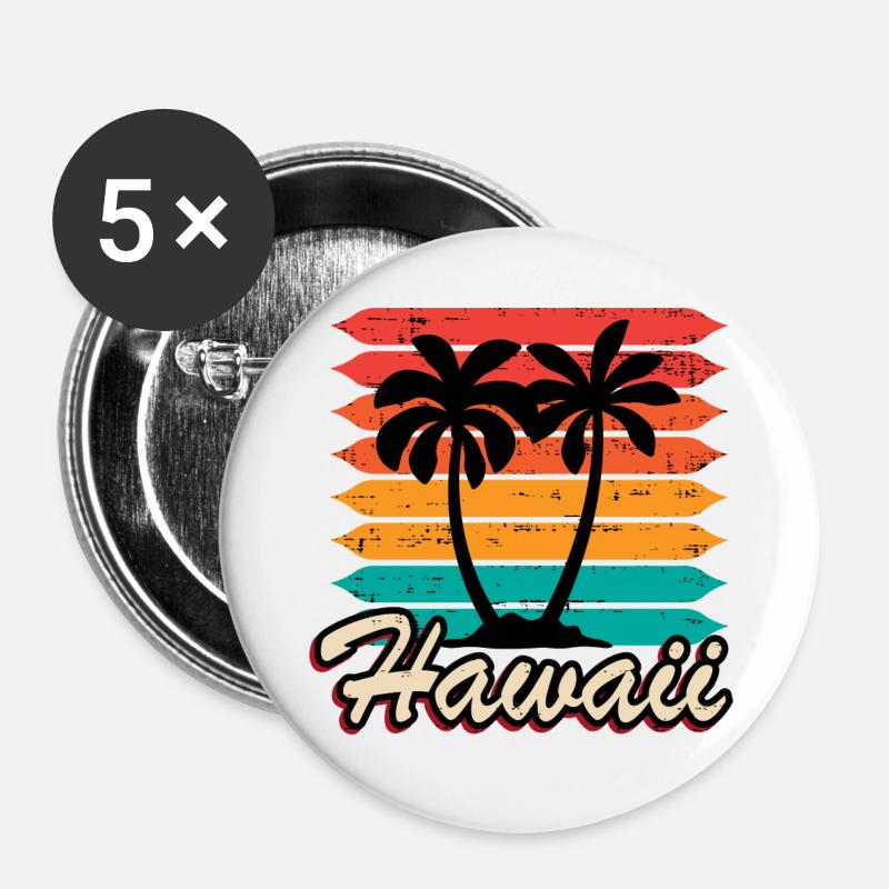 Hawaii - Buttons large 2.2''/56 mm (5-pack) - white